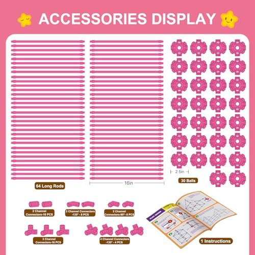 SpringFlower Fort Building Kit for Kids, for Boys and Girls - color: Pink