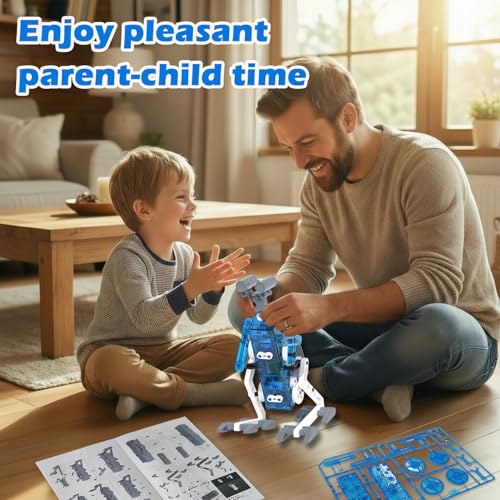 25-in-1 Solar Science Robot Kit, STEM Building Toy for Kids Ages 8+ - color: White & Blue