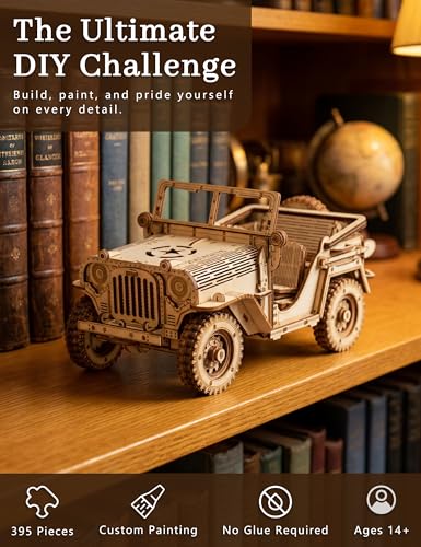 BOOZUU Paintable 3D Wooden Off-Road Vehicle Puzzle for Adults