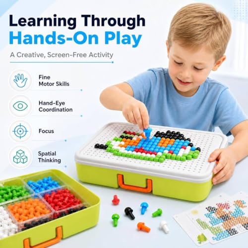 3D Mushroom Nail Puzzle for Kids – STEM Building Peg Set
