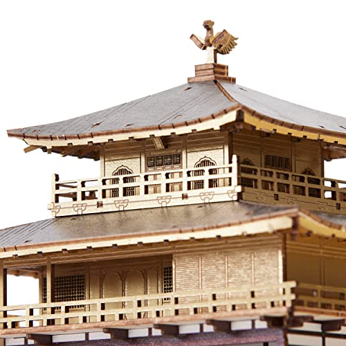 Kinkakuji Golden Temple Wooden Architecture 3D Puzzle - Fun DIY Wood Craft Kits - Ideal Gift for Birthdays and Party Favors - style: Golden Temple