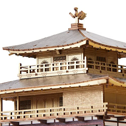 Kinkakuji Golden Temple Wooden Architecture 3D Puzzle - Fun DIY Wood Craft Kits - Ideal Gift for Birthdays and Party Favors - style: Golden Temple