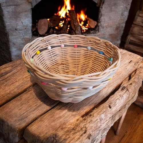 PEDDIG SHOP Beaded Basket Weaving Kit – DIY Rattan Craft Set for Beginners & Adults – Complete Basket Making Kit with Wooden Beading & Step-by-Step Guide