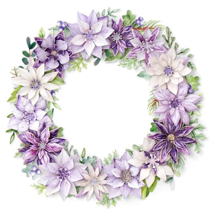 Katy Sue Dusky Violet Blooms, Die Cut Flowers & Leaves Pack. 12 Sheets of Pre-Cut Double-Sided Paper Flowers & Leaves in a Purple Colorway from Card Making Supplies. UK-Made.