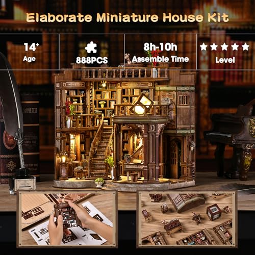 Book Nooks for Adults, DIY Miniature Dollhouse BookNook Kit-Dream Booktore - color: 3d-book Room0