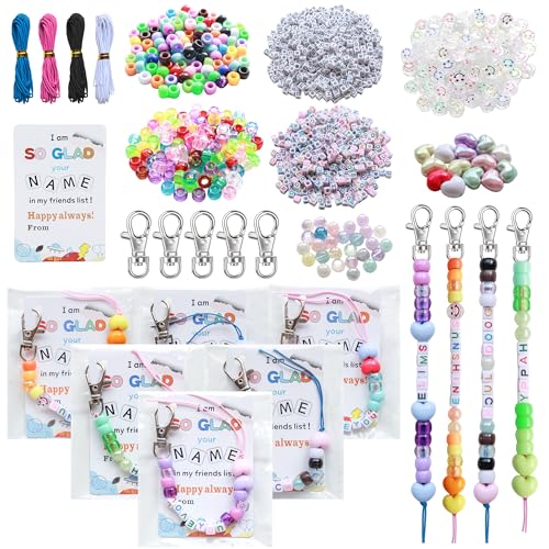 Tuhangcc 776 Pcs DIY Back to School Keychain Making Kit: Heart-Shaped Beads Adjustable Letter Alphabet Beads Strings, Gradient Brilliant Beads, 16 Charm Cards for Welcome First Day of School Gift - color: Gradient