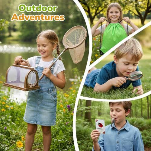 9Pcs Kids Explorer Kit Bug Catching Kit with Magnifying Glass