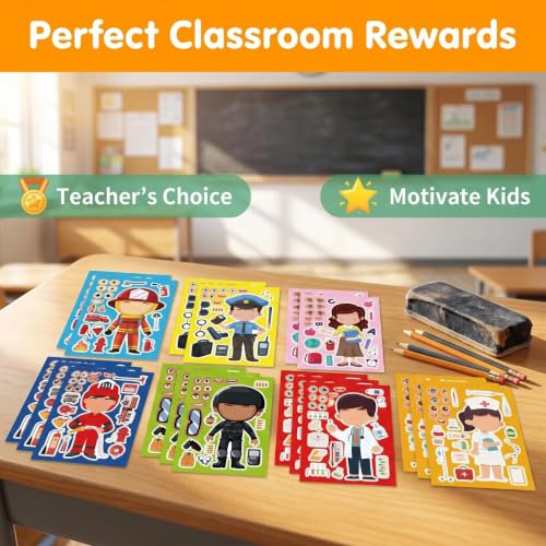 Career Make Your Own Stickers 24 Sheets, Kids Party Crafts & Learning - color: Occupationpost