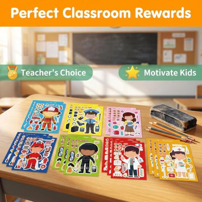 Career Make Your Own Stickers 24 Sheets, Kids Party Crafts & Learning - color: Occupationpost
