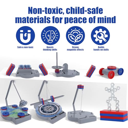 NewFamily Magnetic Science Kit for Kids, 12-in-1 STEM Physics Experiment Kit, Hands-On Magnetism Learning Toy, Ages 6 7 8 9 10 11 12