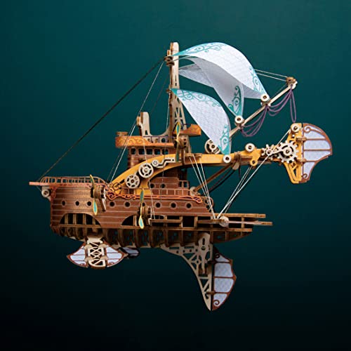 3D Wooden Puzzles for Adults, DIY Fantasy Spaceship Wooden Puzzle Model Building Kits, 420pcs 3D Puzzles Model Educational Brain Teaser DIY Crafts Kits Hobby Gifts Home Decor