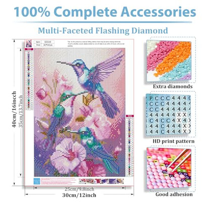 Hummingbird Diamond Art Kits for Adults, Diamond Painting Kits 12x16 Inch - color: Style 43