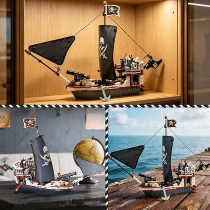 408PCS Pirate Ship STEM Building Set, Sailboat Model Toy Kit for Teens