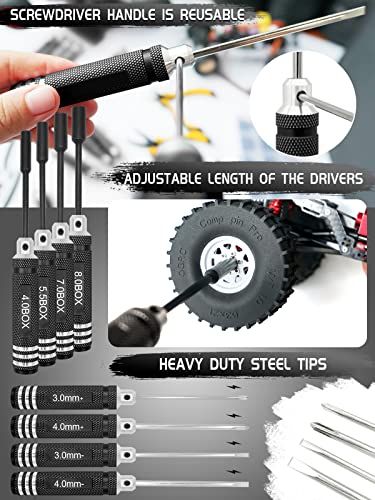 RC Tool Kit, Screwdriver Set (Flat, Phillips, Hex) RC Repair Tools - 27pcs - color: Black