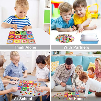 LELEMON Puzzles for Kids Ages 4-6,100 Piece Puzzles for Kids in Metal Box - color: 12pcs Donut