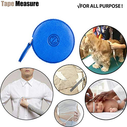 Sewing Tape Measure, Medical Body Cloth Tailor Craft Dieting Measuring Tape, 60 Inch/1.5M Dual Sided Retractable Ruler with Push Button Round(1 Pack, Blue) - color: Blue 1 pack