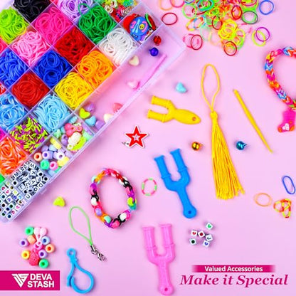 3000+ Rubber Band Bracelet Kit, 30 Colours Loom Bracelet Kit - Rubberband Bracelet making kit Includes Clips, Charms, Beads - Rubber Bands for Bracelets, Ideal Gift for Birthday, Halloween, Xmas - color: 30colors 3000+