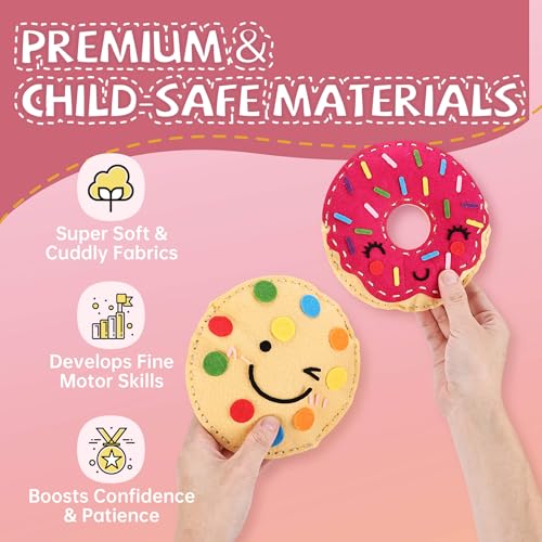 Cymbana Kids Sewing Kit, DIY Food Felt Plush Donuts, Ice Cream Kids Crafts - color: Sweets