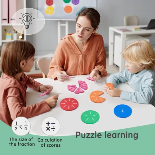 4 Pack Magnetic Fraction Circles 204 pcs Fraction Bars Set - style: 204 PCS
