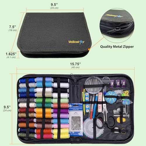 Vellostar Large Sewing Kit for Adults, 150-Piece Set, 36 Colors, 30 Needles - color: Large Black