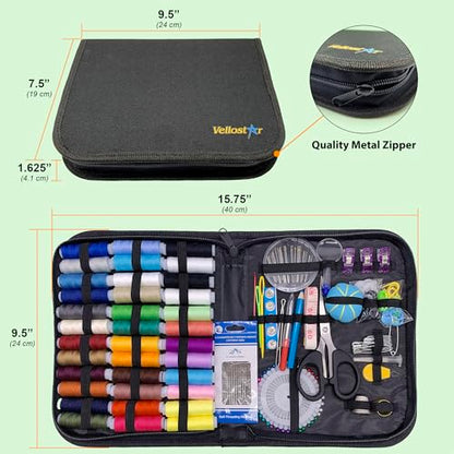 Vellostar Large Sewing Kit for Adults, 150-Piece Set, 36 Colors, 30 Needles - color: Large Black