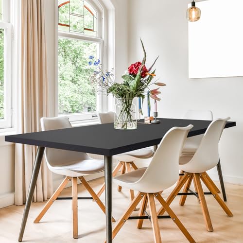 Kaboon 48"x26" Universal Table Top, Solid One-Piece Desktop, Reversible Melamine Countertop, Double Desks, L-Desk DIY, Black - color: Black, size: 48x26