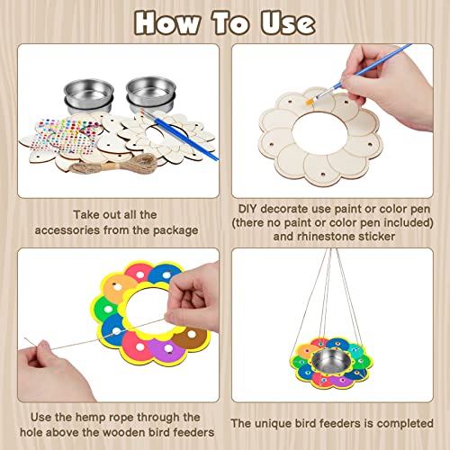 Fennoral 4 Pack DIY Wooden Bird Feeder Craft Kit for Kids - color: Bird Feeder