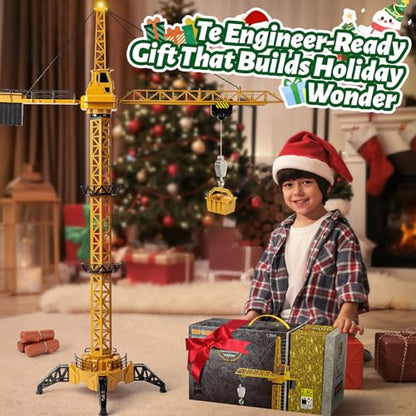 Mini Tudou RC Crane Toy, 50.4 inch Tall Large Toy Cranes for Boys Age 6-12