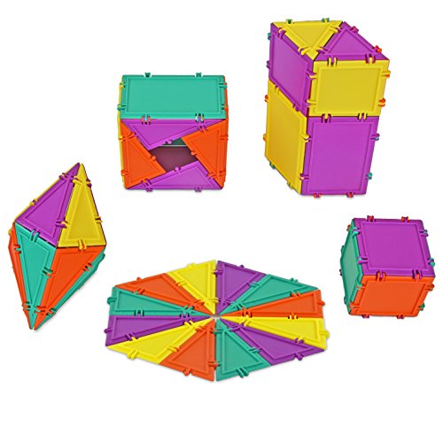 3D Building Set for Learning Math, Includes Many Online Activities,32-pc, Made in USA (Triangle/Rectangle/Square)