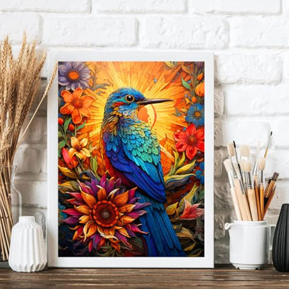 Ekuxom Hummingbird Diamond Painting Kits for Adults-Sunflower Diamond Art - color: Hummingbird