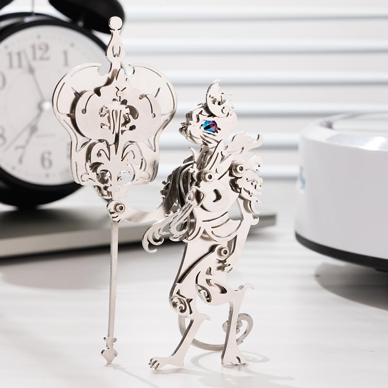 3D Metal Puzzle Iran Fan Elder Cat, Silver - color: Iran Fan Elder Cat Silver