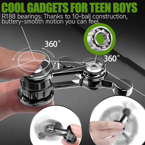 Fidget Spinner Toy for Adult Cool Gadgets Gifts for Teen Boy Metal Silent Figette Office Desk Toy Anxiety Stress Relief Item Quiet Calming Down Autism ADHD Tools Valentines Day Gifts for Him Men - style: blue