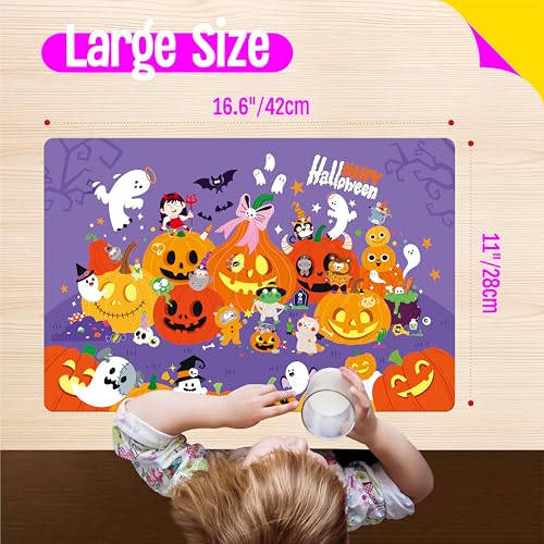 6 Pack Placemats for Kids, Non-Slip Washable Table Mats, Reusable Holiday Themed Dining Mats - Christmas, Halloween, Thanksgiving, Easter, Educational Placemats for Home, Classroom, Nursery - style: Holiday