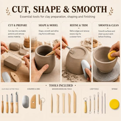 47PCS Pottery Tools Kit, Ceramic Tools, Clay Sculpting Tools - color: 47Pcs