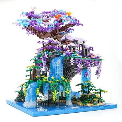 The Moon Palace Chinese Architecture Micro Building Blocks Set with LED Lights, 4574PCS Cherry Blossom Tree Model Kit, Collectible Cultural Gift for Adults & Teens - color: The Moon Palace