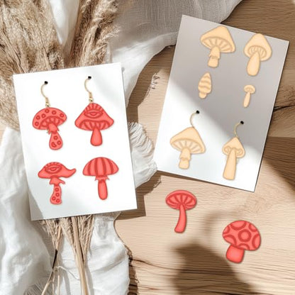 ACRNIGHEET Mushroom Clay Cutters - 15pcs 3D Clay Cutters for Polymer Clay, Clay Cutters Shapes Mushroom, Cookie Cutter, DIY Earring Making Tools with Storage Box - style: Mushroom theme (15 pcs)
