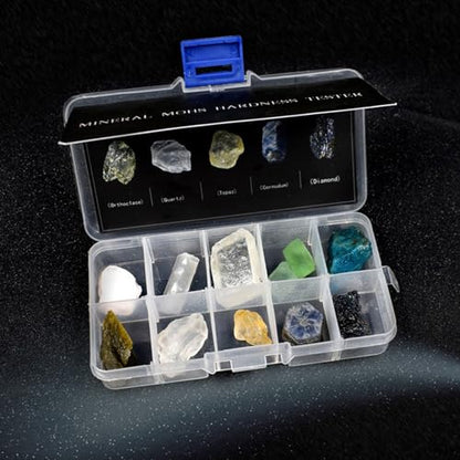 Mohs Hardness kit, Including 10 Rock and Mineral specimens, Great for Geology Classrooms & Basic Field Testing Labs