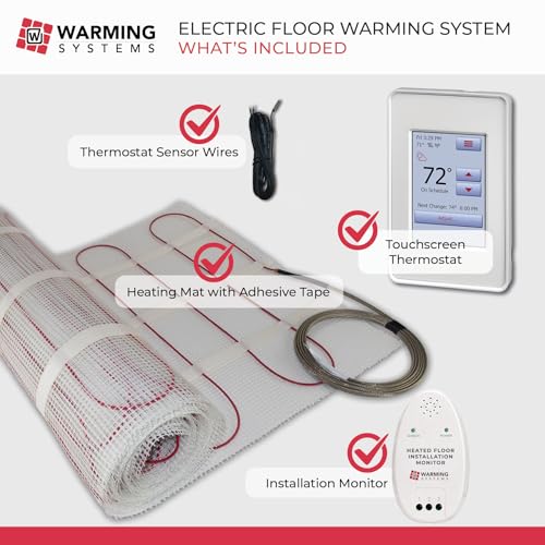 100 Sq Ft 120V Electric Floor Heating System Mat Kit - size: 100 Sq Ft (120 Volt)