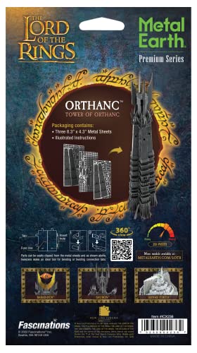 Metal Earth Premium Series Lord of The Rings Orthanc 3D Metal Model Kit Bundle with Tweezers Fascinations