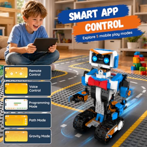 STEM Robot Building Kit for kids 8-12, App & Remote Control Robot Toys