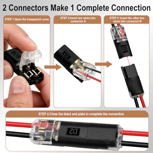 Double Wire Plug Low Voltage Wire Connectors with Locking Buckle