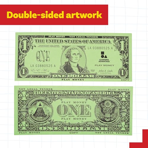 LEARNING ADVANTAGE One Dollar Play Bills, Set of 100, Sized Like Real Cash - style: $1 Bills