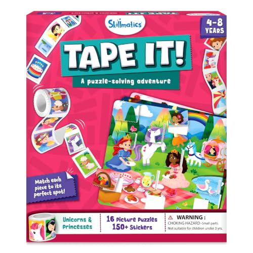 Skillmatics Puzzle Activity – Tape It Unicorn & Princess Sticker Puzzles