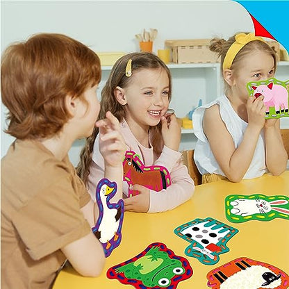 SpriteGru 9 Pieces Kids Lacing Cards, Double Sided Sewing Cards in 9 Farm Themed Cards with 9 Colorful Laces, Imagination Development Lacing Toys Games for Children Educational and Learning Activity - color: Farm Themed-A
