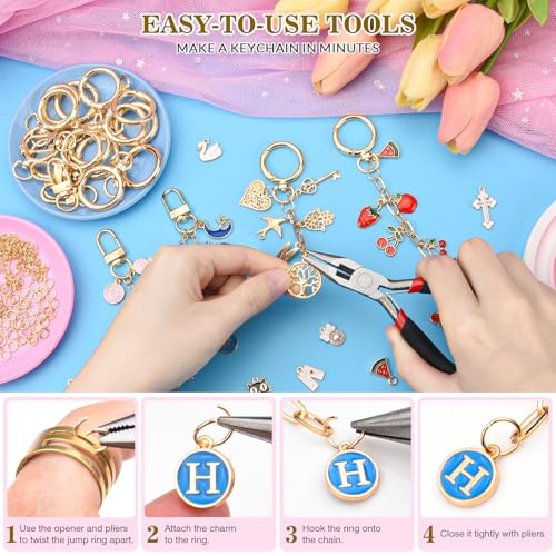 656Pcs Keychain Making Kit: Gold Jewelry Making Supplies, DIY Crafts bulk