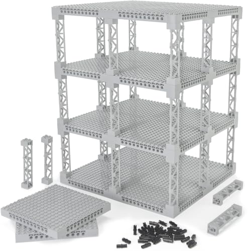 18pcs Plates 16x16 with Support Girder Brick Set Multi-Layer Parking Garage - color: Light Bluish Gray, size: 18 PCS