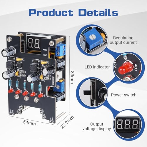DIY Breadboard Power Supply Soldering Kit, PEMENOL Multi-Output LM2596 Power Module with 3.3V / 5V / 12V and Adjustable Output, Built-in Display and Switch for Electronics Projects, Labs and Makers