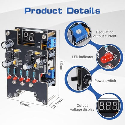 DIY Breadboard Power Supply Soldering Kit, PEMENOL Multi-Output LM2596 Power Module with 3.3V / 5V / 12V and Adjustable Output, Built-in Display and Switch for Electronics Projects, Labs and Makers
