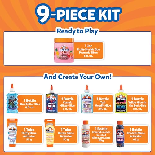 Elmer’s All-Star Slime Kit, Includes Liquid Glue Activator and Premade Slime, 9 Count - Perfect for Birthday Parties, Gift Idea, Kids Activity - style: All Star Slime Kit
