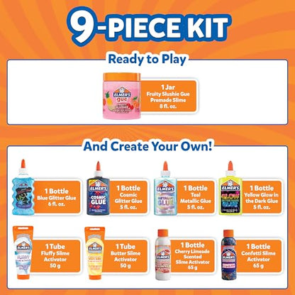 Elmer’s All-Star Slime Kit, Includes Liquid Glue Activator and Premade Slime, 9 Count - Perfect for Birthday Parties, Gift Idea, Kids Activity - style: All Star Slime Kit